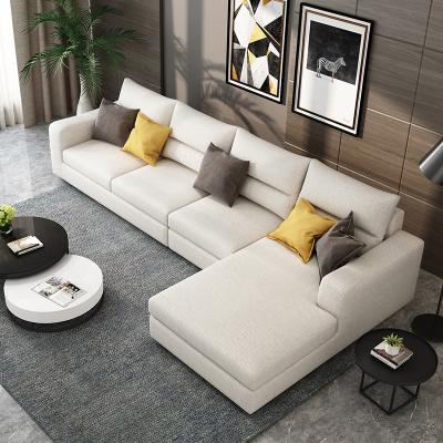 China L Shaped Cotton Sofa Fabric Living Room Modular Sofa Modern Family Furniture Corner Canvas for sale