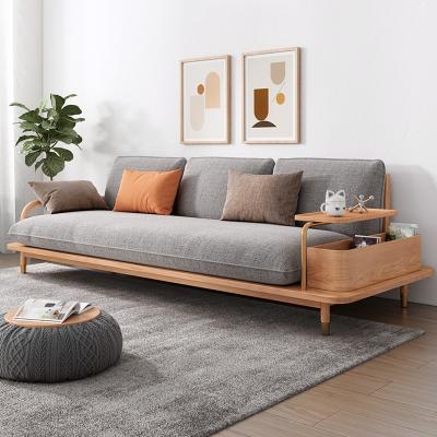 China Modern Style 3 Seaters Storage Side Table Fabric Home Furniture Leisure Couch Matching Living Room Sofa for sale