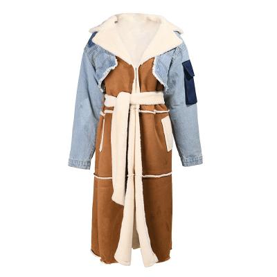 China Women Winter Anti-pilling Plus Size Loose Overcoat Faux Suede Leather Long Outerwear Faux Lamb Wool Shearling Patchwork Coats for sale