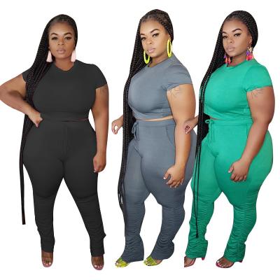 China New Fashion Women Clothing Breathable Summer Plus Size Gaiters Two Piece Stacked Set for sale