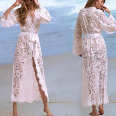 China Breathable Sheer Lace Embroidered Lace Ribbon Belt Beach Dress Beach Holiday Skirt Bikini Blouse for sale