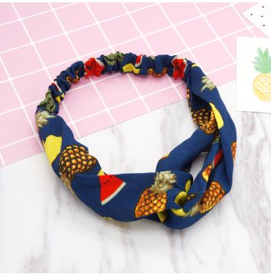 China Cute Lady New Fashional Lady Summer Fruit Stretch Printing Headband Cross Hair Variety Headband for sale