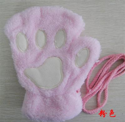 China Cat Paw Claw Womens Winter Warm Plush Fingerless Gloves For Girls for sale