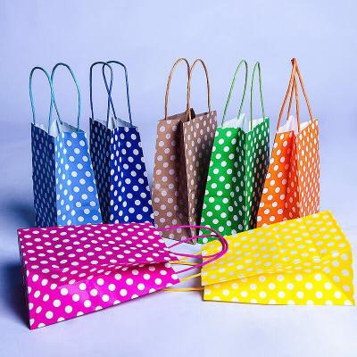 China Recyclable Custom Colorful Tote Polka Dot Logo Food Wrapping Paper Gift Paper Bags With Handle for sale