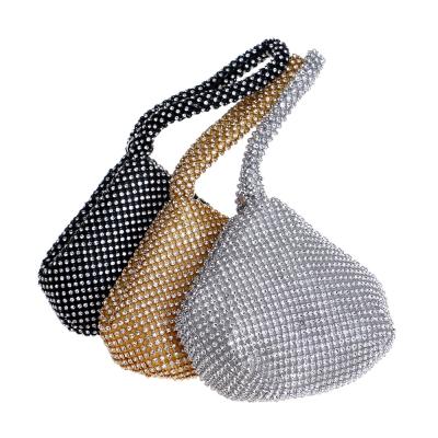 China HOT Soft Beaded Evening Clutch Bags Polyester 2021 Lady Wedding Bridalmaid Handbags Style Diamond Hobo Bag Women Handbag Open Purse for sale