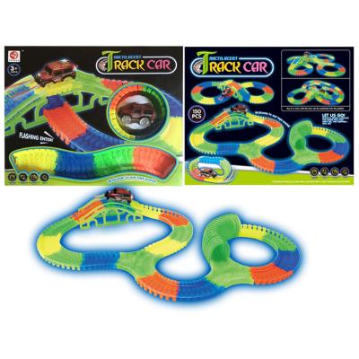 China Newest 128 Slot Luminous Toy PC DIY Child's Play Toy Railroad Track Magic for sale