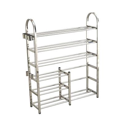 China Customizable Multi-Function Convertible 6 Tier Stainless Steel Shoe Rack for sale