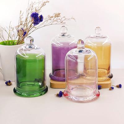 China Gift & Craft Wholesale Hot Sale Empty Glass Candle Jar With Bell Dome Lid for sale