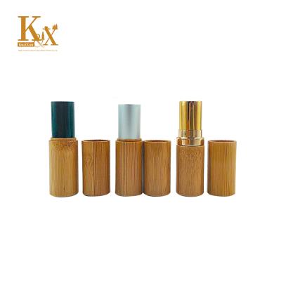 China Makeup Cosmetic Biodegradable Empty Lipstick Packaging Tubes Round Bamboo Lip Balm Container for sale