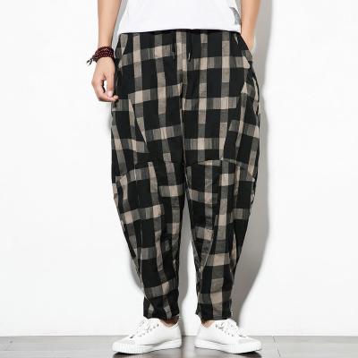 China 2022 New Anti-Wrinkle Men's Plaid Casual Pants Plus Size Loose Wide Leg Retro Fashion Pants for sale