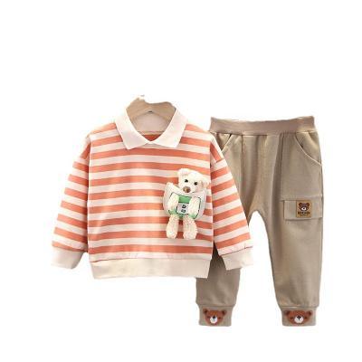 China Two-piece casual baby boy clothes cotton suit plush toy cartoon clothes baby sweater soft baby boy clothes for sale