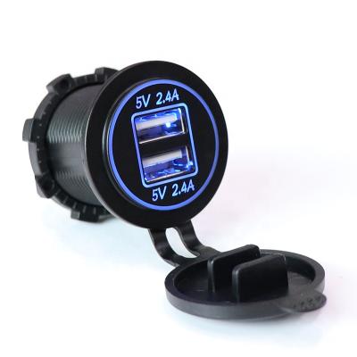 China Dual Port Car Charger Usb DC 12V 24V Power Socket Auto Charger 4.8A for sale