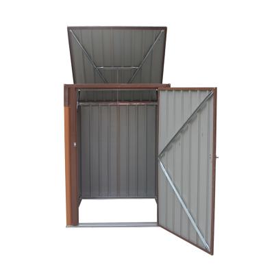 China Easily Assembled Outdoor Single Waste Bin Thrown Wheelie Bin Metal Shed Trash Can Cover for sale