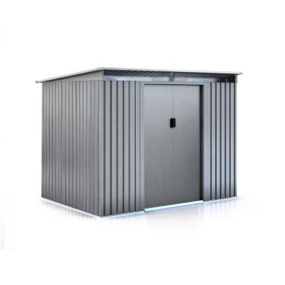 China Easily Assembled Durable PVC Skylight Storage Steel Shed With Gated Roof Design for sale