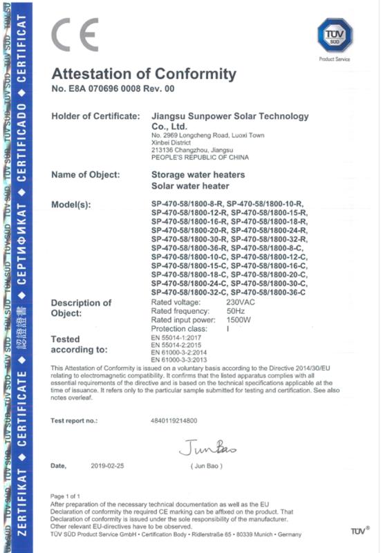 CE - Jiangsu Sunpower Solar Technology Co., Ltd.