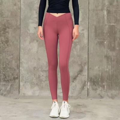 Cina New Arrival V high-waisted peach hip-lifting sports yoga stretch tights leggings for gym in vendita