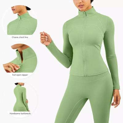 China Hot Sale High Collar Fitness Yoga Long Sleeve Lounge Wear Set Zipper Cardigan Running Jacket Te koop