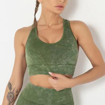 China Sports Gym Sexy Yoga Top Beautiful Seamless Hollow Women Bra Plus Size In Green/Grey/Pink Te koop