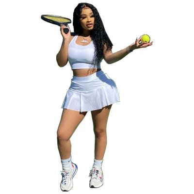 中国 Hot sale Sporty Women 2 Piece Outfits Set Tank Tops and Pleated Skirts Sweatsuit Tracksuit 販売のため