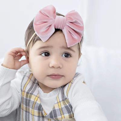 China Baby Girl Infant Bow Headbands Velvet Soft Spring Summer Hair Scrunchies Accessories à venda