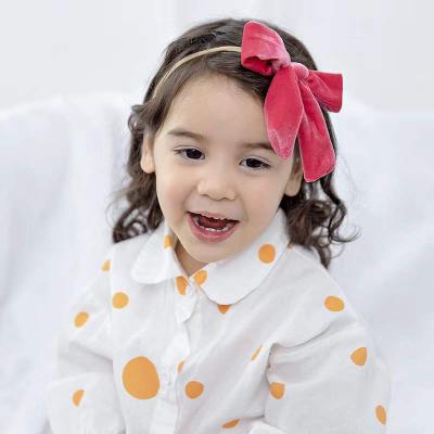 中国 Customized Color Infant Bow Headbands Non-slip Velvet hair decoration for Party Holiday 販売のため