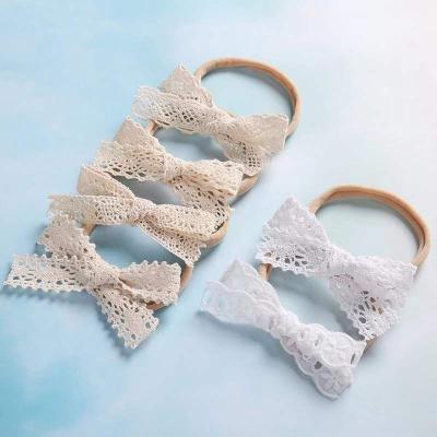 中国 Hotsale Baby Headband White Girl Headbands Bow Kids Lace Hairband Toddler Accessories Newborn Soft Head Band Elastic 販売のため