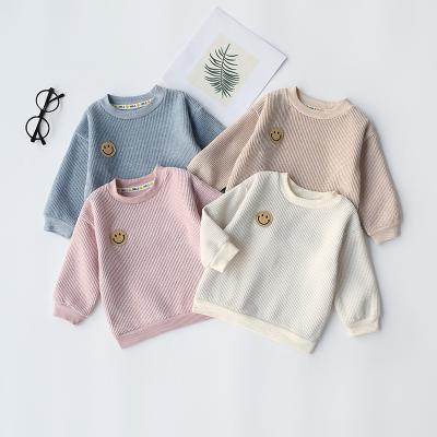 중국 Smile Terry Kids Long Sleeve Hoodies Knitted Fabric Breathable Pullover Sweaters Top 판매용