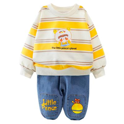 Κίνα Autumn Clothes Outfit Baby Girls Boys Children Clothing Kids Stripe Cartoon T Shirt Jeans προς πώληση