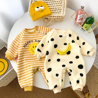 China New Arrival Velvet Thicken Striped Dots Winter Jumpsuit Romper For Baby Toddler for sale