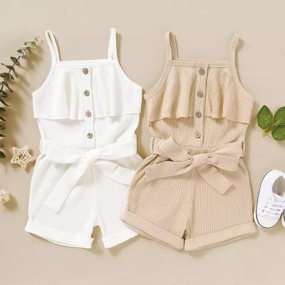 중국 New Arrival Fashion Solid Sling Sleeveless Jumpsuit Romper Outfit For Baby Girl 판매용