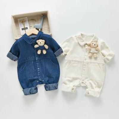 China Baby Cute Kids Bodysuit Romper Doll Autumn Long Sleeve Denim Climbing For Boys Girls à venda