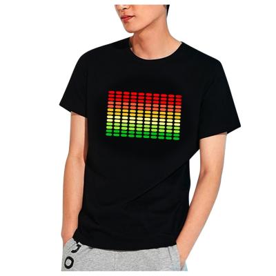 China Anti-Shrink Sound Active Equalizer EL Down Light Led Flashing Music Activated Led T-Shirt for sale