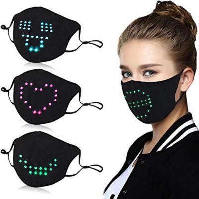 China Color Changing Rechargeable Luminous Cool Voice Active Electronic Digital Led Display Halloween Party Smart Face Mask for sale