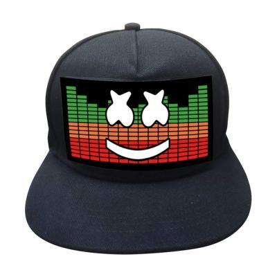 China Character Event Party Provides Sound Activated Hat To Custom Design Light Up El Panel Led Hat To Advertise DJ Club Event Festival for sale