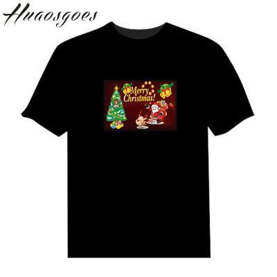 China Flashing EL Customize Voice Activated Glowing Christmas EL Panel Light T-Shirt for sale