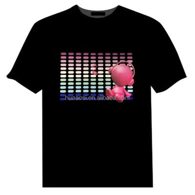 China Wholesale Sound Activated EL T-shirt LED T-shirt EL Flashing Voice Activated T-shirt for sale