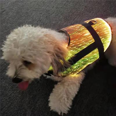 China Viable Safe Pet Vest Clothing Accessories Light Up Fiber Optic USB USB Rechargeable Rechargeable Led Dog Harness for sale