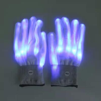 China Supplier Nylon Children Party Festival Halloween Adult Glowing Finger Praise Flashing Light Up LED Flashlight Gloves for sale