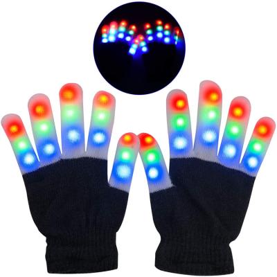 China Supplier Nylon Children Party Festival Halloween Adult Glowing Finger Praise Flashing Light Up LED Flashlight Gloves for sale