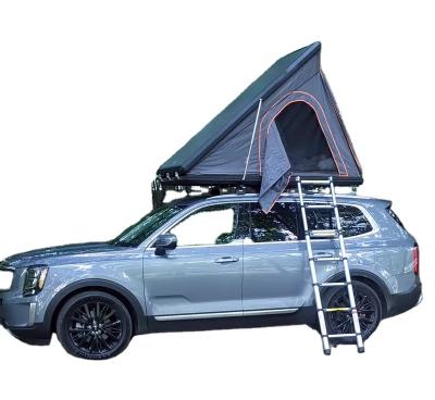 China Hot Selling Waterproof Quick Triangle Straight Tie Type Hard Shell Roof Top Tent Aluminum Car Camping Canvas Tent Wholesale for sale