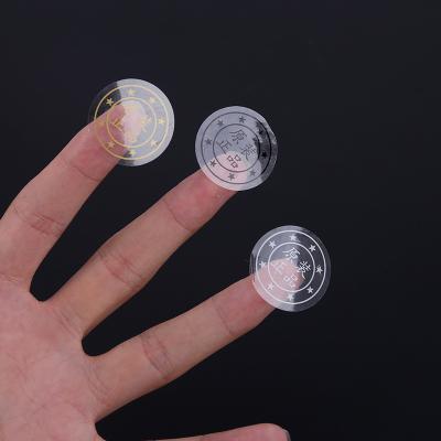 China Clear Logo Printed  Self Adhesive Stickers Stamping Transparent Circle for sale