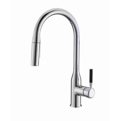 China Modern pull out and pull down kitchen faucet brass chrome fashion sprayer kitchen taps sink faucet hot and cold mixed faucet for sale