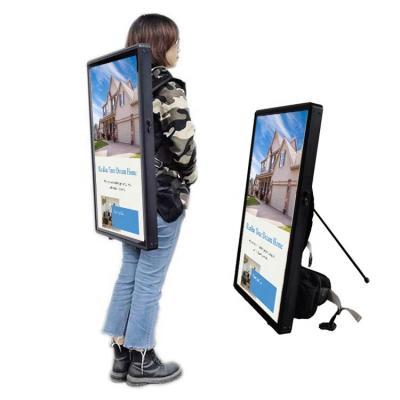 China New Arrival Android USB Advertising Backpack Digital Signage Game Videos and Displays LCD Billboard Walking Player for sale