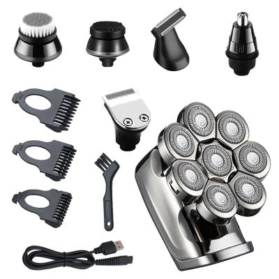 China 8 Blades 4D LK8380 5 in 1 Bald Shaving Machine Grooming Heads Kit Wet /Dry 8 USB Head Upgrading Razors Kit Electric Razor For Men for sale