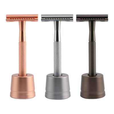 China Twin Blade Drop Shipping Professional Manual Handle Stainless Steel Beard Trimmer Safety Barber Razor For Men for sale