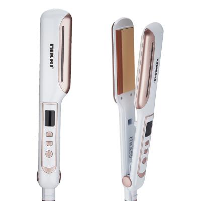 China Hotel NK-8635A 2 in 1 Flat LCD Display Hair Iron Tourmaline Hair Straightener and Fluffy Hair Iron for Women for sale