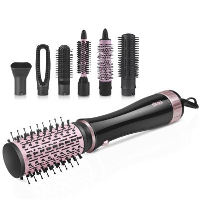 China Foldable 7 In 1 Hair Styling Tool Multifunctional One Step To Straighten Hot Airbrush Blow Curling Dryer for sale