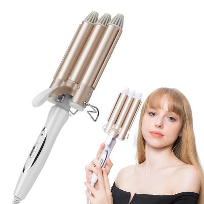 China Avoid Hair Breakage D02 Professional Automatic Hair Barrels 3 Cruel Woman Style Wave Iron Hair Curler Barber Curler Rollers For for sale