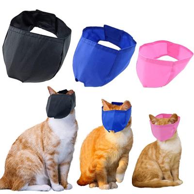 China Pet Viable Eye Mask Cat Grooming Muzzle Prevent Scratching and Sharp Adjustable Nylon Cat Muzzle for sale