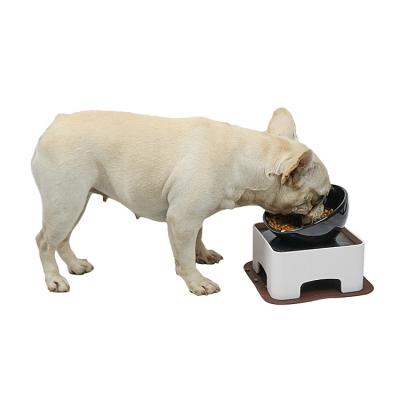 China Viable Ceramic Bulldog Bowl Dog Food Bowl Slant Angle Dog Bowl No Puddle Non-slip Cat Dish for sale